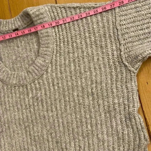 Free People Women’s Oversized Thick Knit Gray Sweater acrylic poly scoop neck S - Picture 10 of 16
